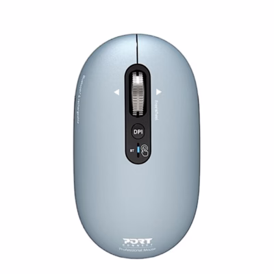 Pastelsinine Bluetooth-hiir PORT Connect PURE MAC ülaltvaates kerimisratta ja DPI-nupuga