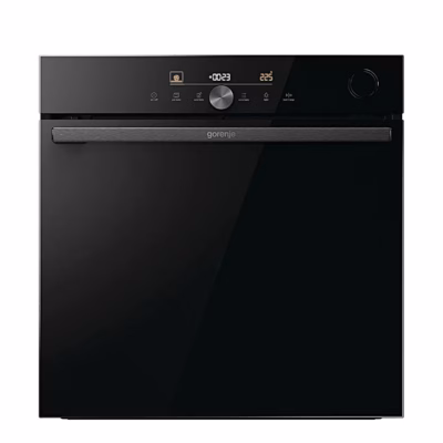 Integreeritav pürolüütiline auruahi Wi-Fi-ga Gorenje BPSA6747DGWI, 77 l, A+ energiatõhusus, 60 cm, must klaasesipaneel ja täisklaasuks, 2 tasemel teleskoopsiinid, lihatermomeeter, 100 automaatprogrammi