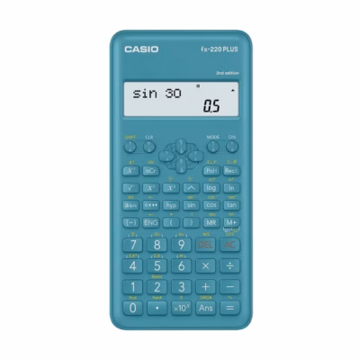 Casio FX-220PLUS-2 12-kohaline teaduslik kalkulaator, sinine, taskumudel, plastkorpus, patareitoitel