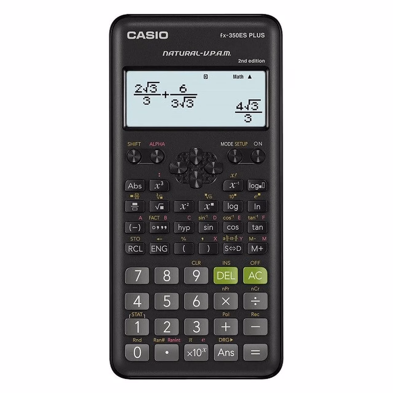 Casio FX-350ESPLUS-2 must teaduslik kalkulaator, 12-kohaline, 2-realise ekraaniga, taskumudel, plastikust korpus, patareitoide