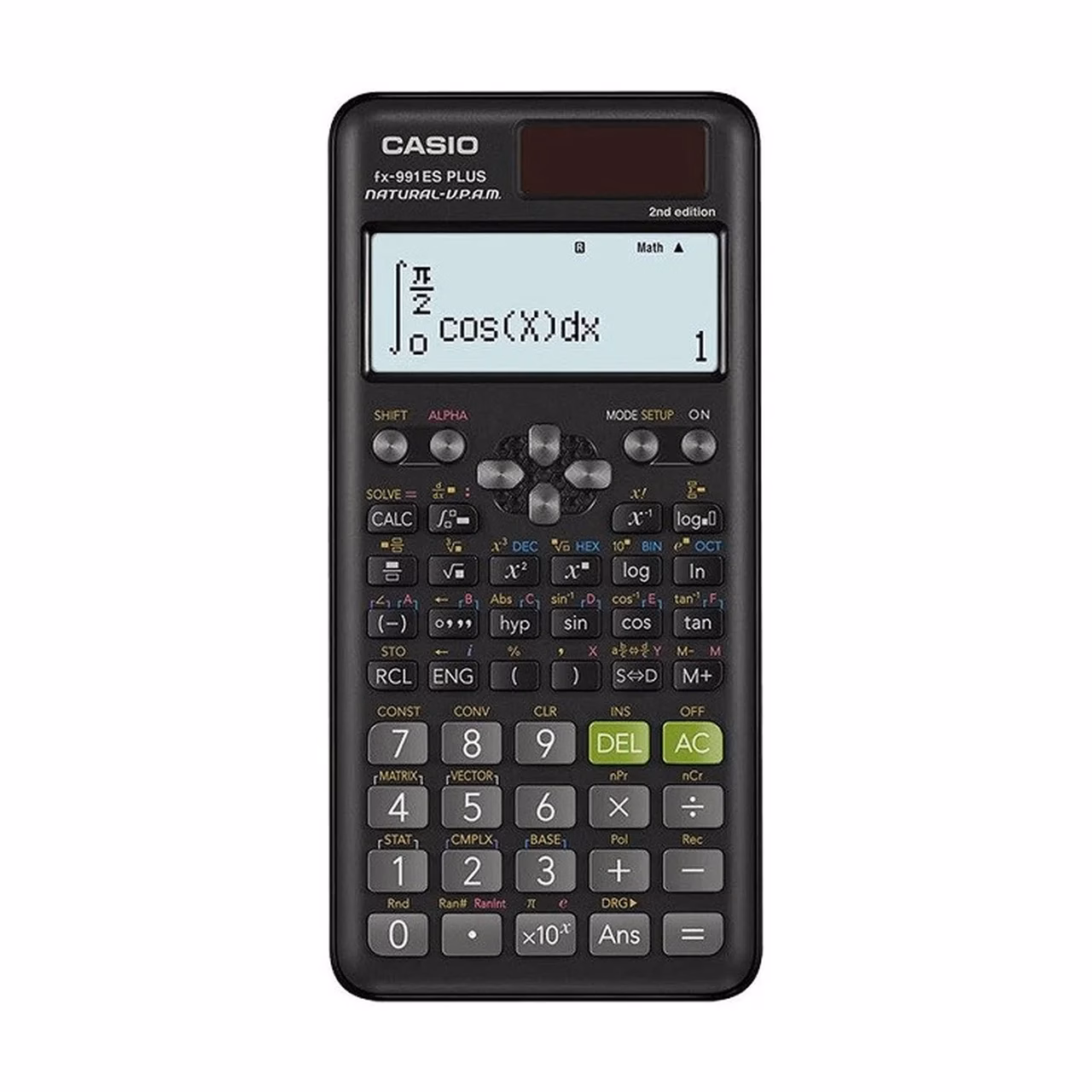 Casio FX-991ES Plus 2 teaduslik taskukalkulaator, 12-kohaline ekraan, 417 funktsiooni, päikese- ja patareitoide, 162x77x11 mm, must