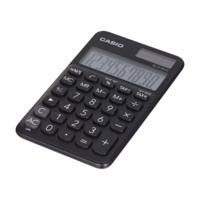 Casio SL-310UC-BK 10-kohaline must taskukalkulaator, 118x70x8,4 mm, aku/päikesetoide