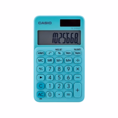 Casio SL-310UC-GN 10-kohaline roheline taskukalkulaator, päikese- ja patareitoitega, 118x70x8 mm, 50 g