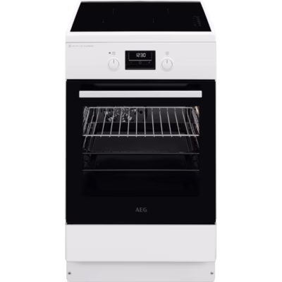 Eraldiseisev induktsioonpliit AEG CIB56491BW, 50 cm, SteamBake ja AirFry, 58 l, valge