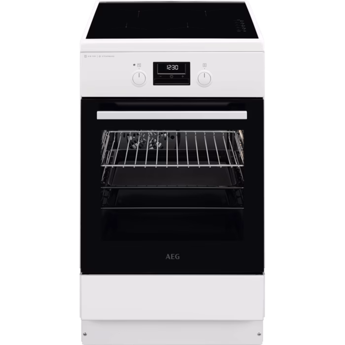 Eraldiseisev induktsioonpliit AEG CIB56491BW, 50 cm, SteamBake ja AirFry, 58 l, valge