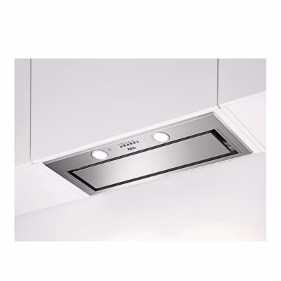 Pliidikubu AEG DGE5861HM ülemise kapi põhjas, roostevaba paneel ja kaks LED-valgustit