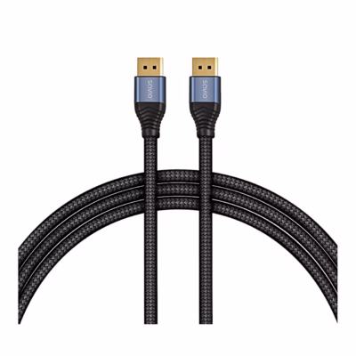 DisplayPort-kaabel Savio CL-210 punutud ümbrise ja kahe pistikuga