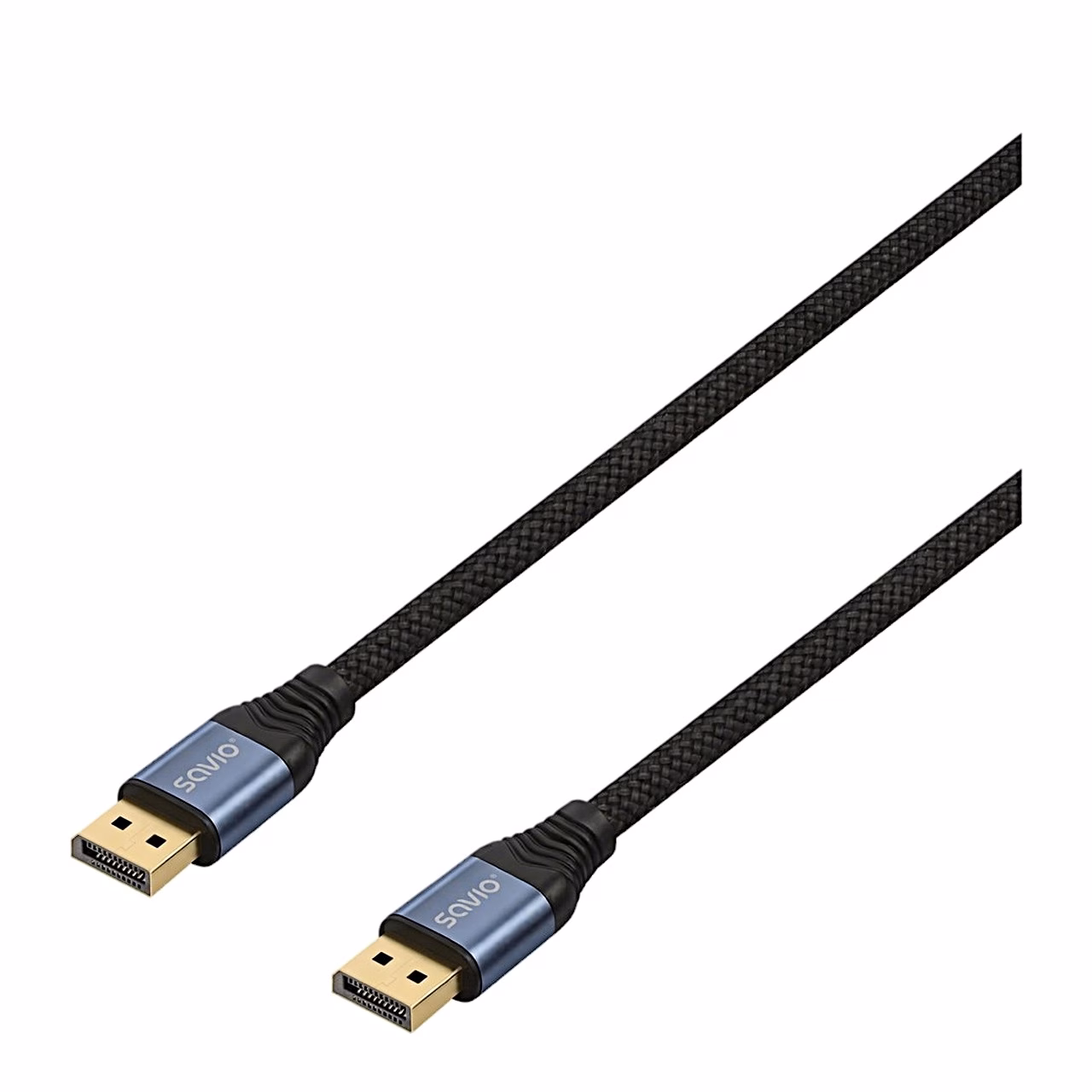 Savio CL-210 DisplayPort-kaabli kullatud kontaktidega pistikud külgvaates