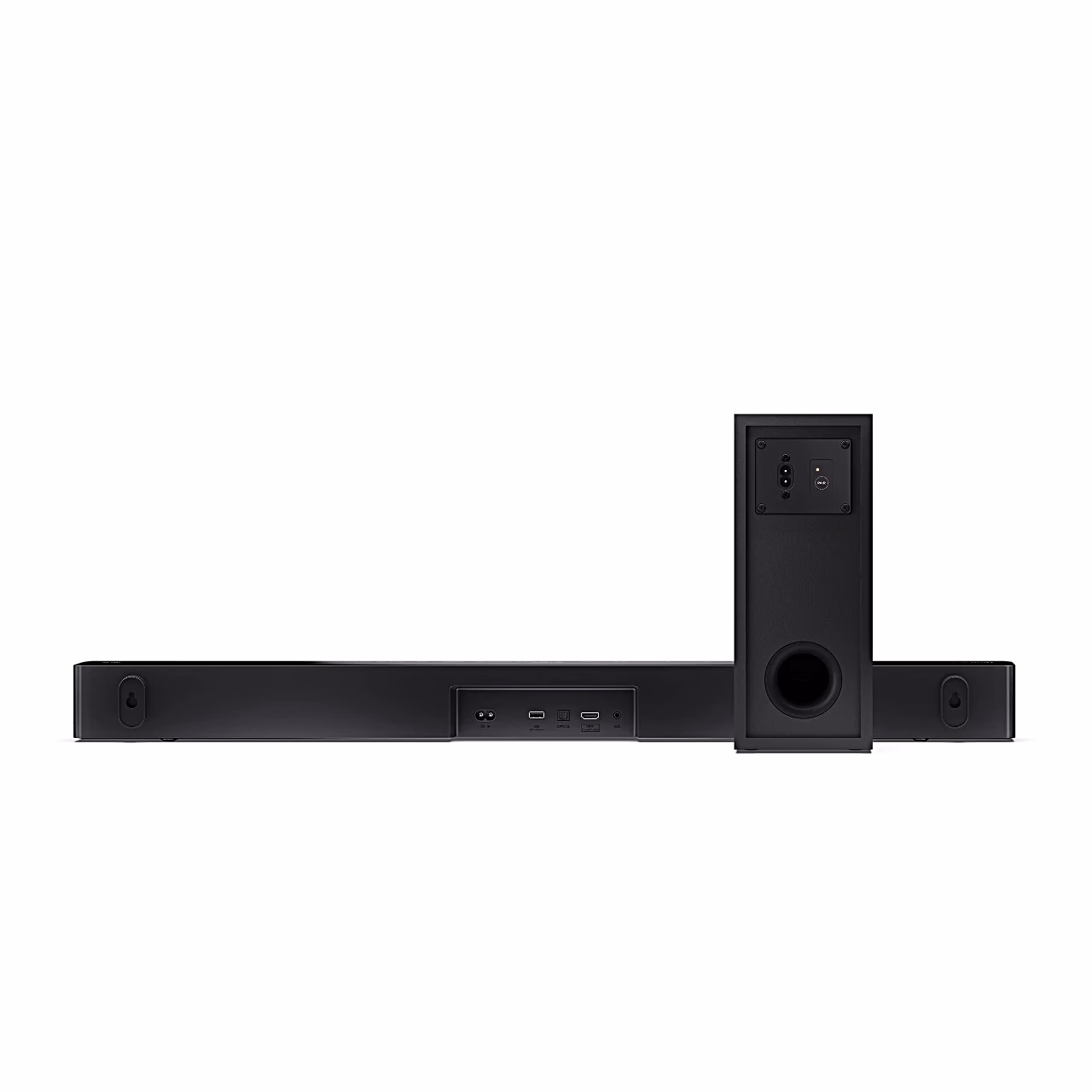 Sharp HT-SBW310 heliriba ja bassikõlari tagakülg pesadega
