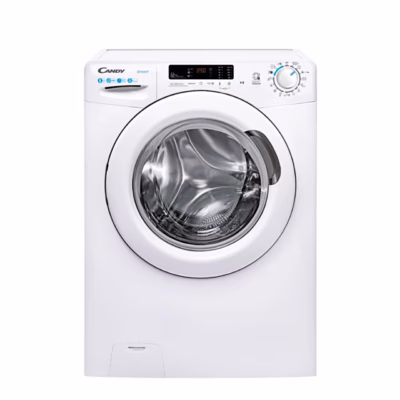 Valge eestlaetav pesumasin Candy CS1482DW4/1-S eestvaates suletud uksega
