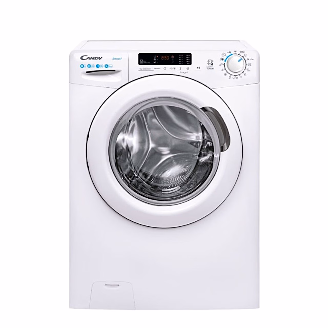 Valge eestlaetav pesumasin Candy CS1482DW4/1-S eestvaates suletud uksega
