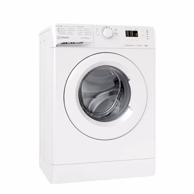 Valge eestlaetav pesumasin Indesit MTWSA 61294 W EE, vaade nurga alt