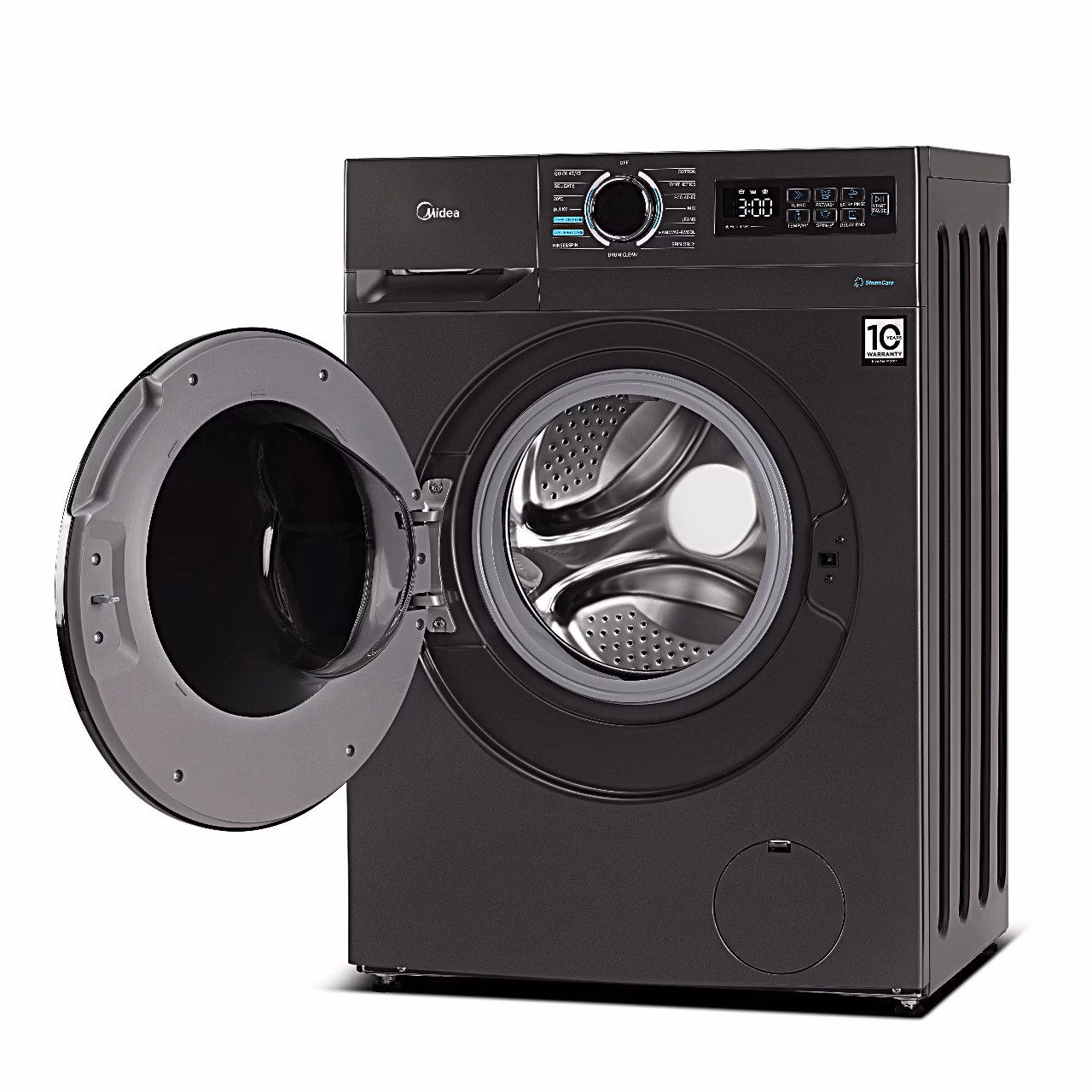 Midea MF110W60/T-HR pesumasin avatud uksega vasakult nurga alt