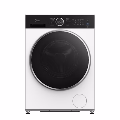 Valge eestlaetav pesumasin Midea MF205W80BA30/W-BK eestvaates suletud uksega