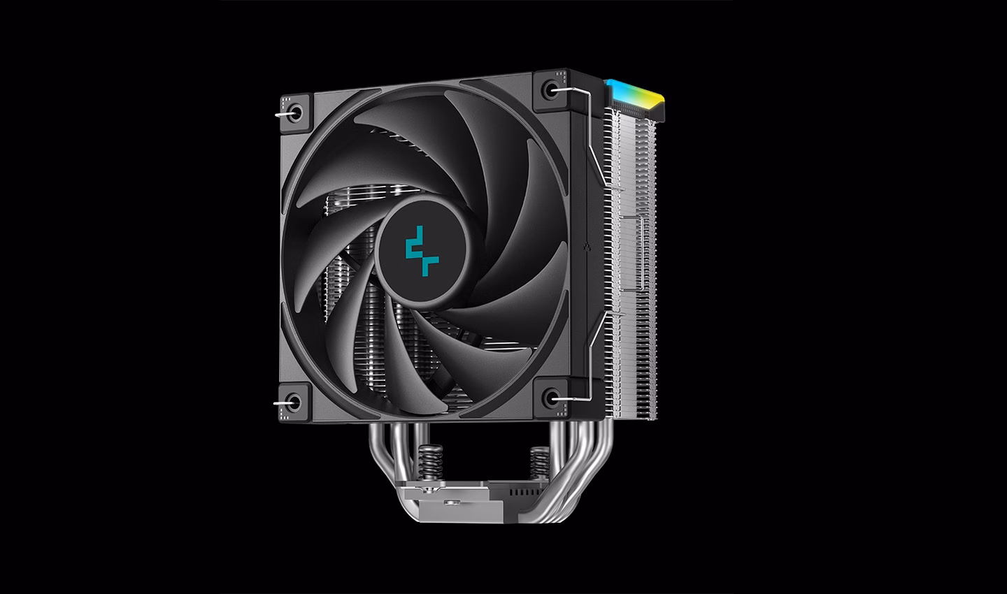 DeepCool AK400 DIGITAL SE jahuti eestvaade 120 mm ventilaatoriga mustal taustal