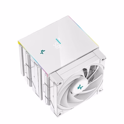 Valge protsessori õhkjahuti DeepCool AK620 DIGITAL WH ekraaniga kaas ülalt