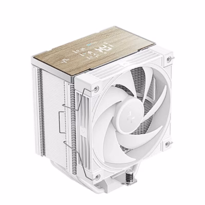 Valge DeepCool AK700 DIGITAL WH protsessori õhkjahuti puidumustrilise kaane ja ekraaniga