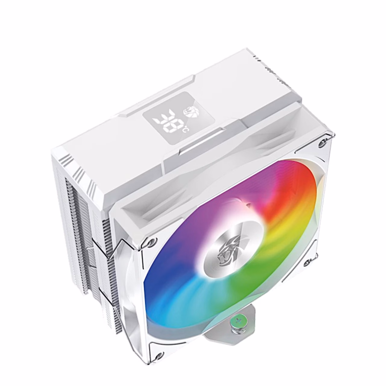 Gamemax Sigma 520 Digital WH nurga alt, temperatuuriekraan ja ARGB-ventilaator