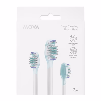 MOVA ABH2-CL Deep Cleaning hambaharja otsikute pakend kolme helesinise otsikuga