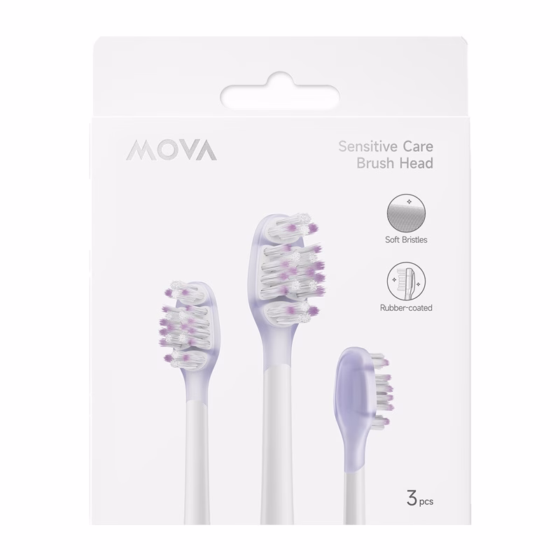 MOVA ABH2-SE Sensitive Care hambaharja otsikute pakend kolme lilla otsikuga