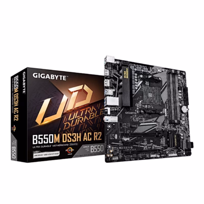 Gigabyte B550M DS3H AC R2 emaplaat koos musta müügikarbiga