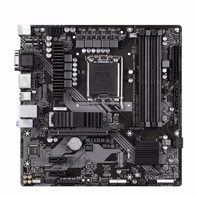 Emaplaat Gigabyte B760M DS3H DDR4 otsevaates, LGA 1700 sokkel ja neli mälupesa