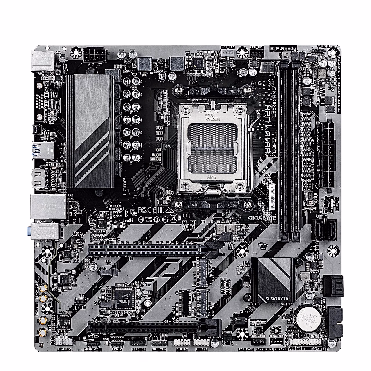 Micro ATX emaplaat Gigabyte B840M D2H nurga alt AM5-sokli ja mälupesadega