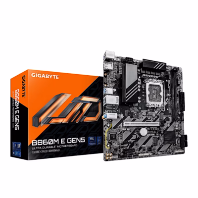 Gigabyte B860M E GEN5 emaplaat koos oranži-musta karbiga
