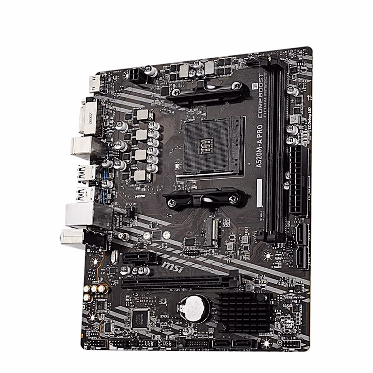MSI A520M-A PRO emaplaat nurga alt vasakult