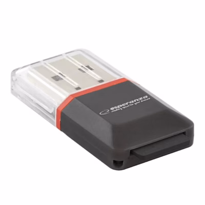 Esperanza EA134K USB 2.0 must/hõbe läbipaistev microSD/microSDHC mälukaardilugeja