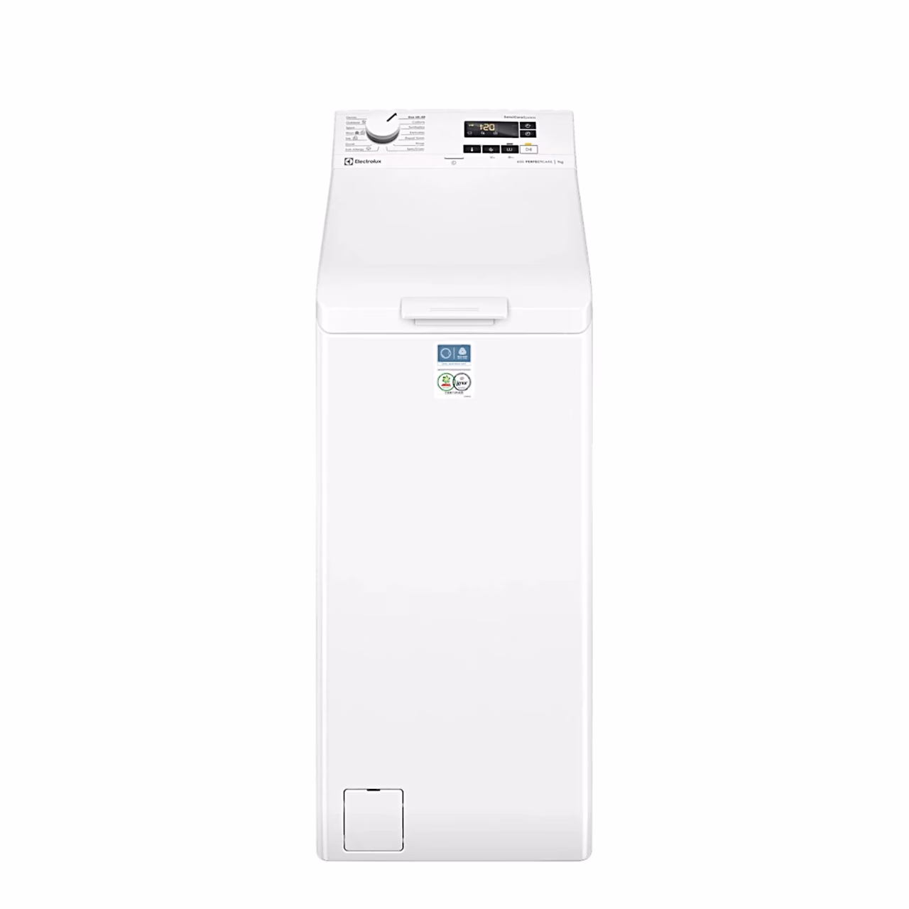Eraldiseisev pesumasin Electrolux EW6T127E valges korpuses suletud kaanega eestvaates