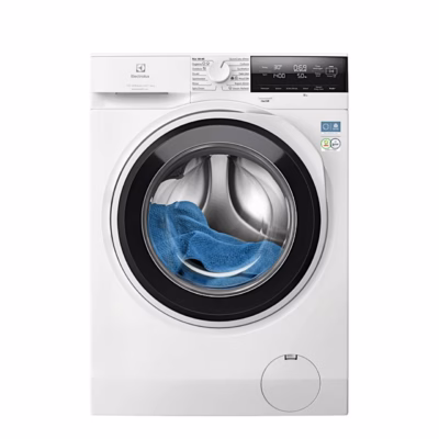 Eestlaetav pesumasin Electrolux EW7F3684SUE valges korpuses juhtpaneeli ja trumliga