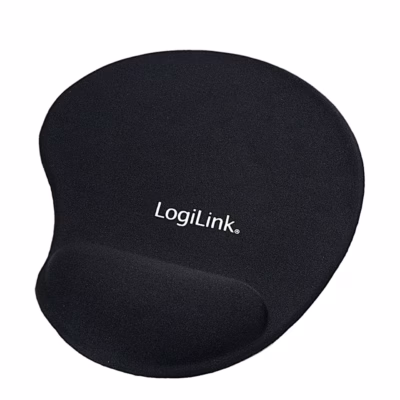 Must hiirematt LogiLink ID0027 geelist randmetoe ja LogiLinki logoga pealtvaates