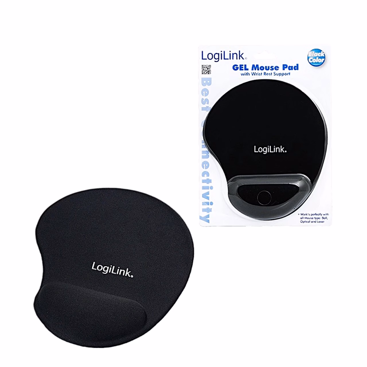 Must mousepad LogiLink ID0027 geelist randmetoega koos müügipakendiga