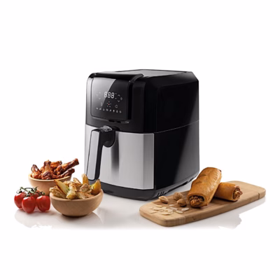 Gorenje AF1700DB fritüür koos kana, köögiviljade ja saiakestega