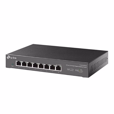 TP-Link TL-SG108-M2 vasakult nurgast, külje ventilatsiooniavad