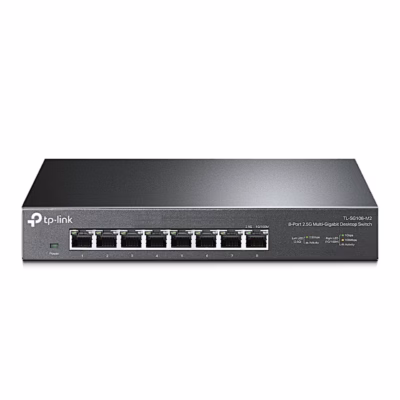 Võrgulüliti TP-Link TL-SG108-M2 esikülg kaheksa RJ-45-pordiga