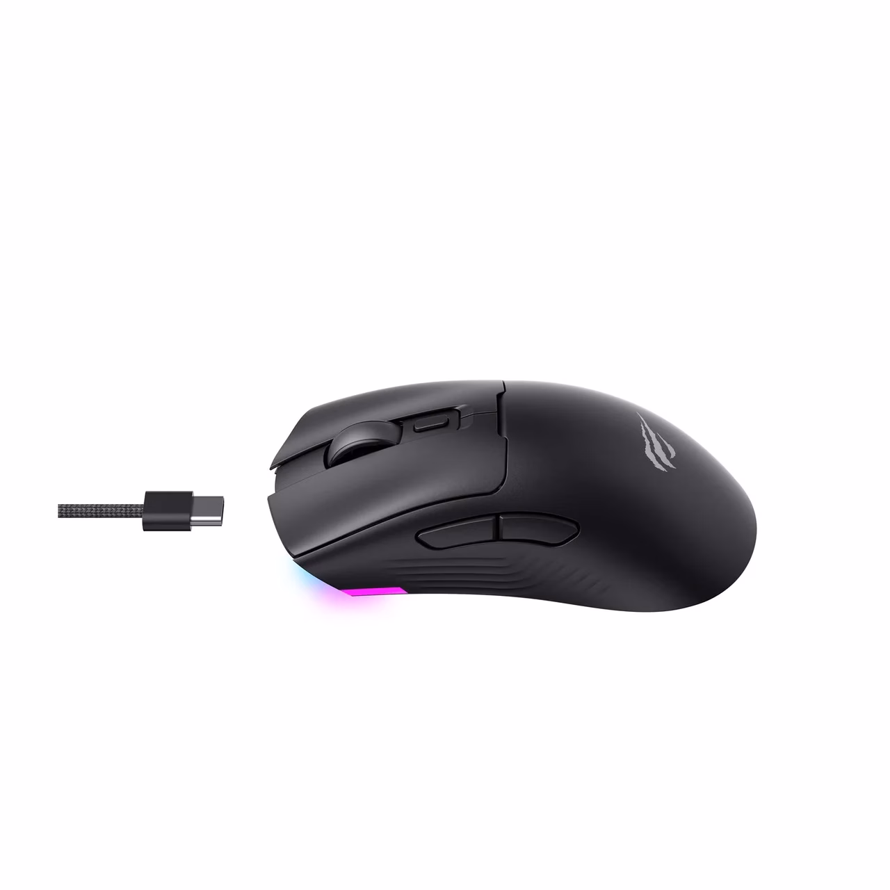 Havit MS966WB must 2.4 GHz ja Bluetooth 123x63x40 mm 500 mAh 68 g 7-nupuline juhtmevaba optiline mängurihiir USB-C laadimisega paremakäelistele