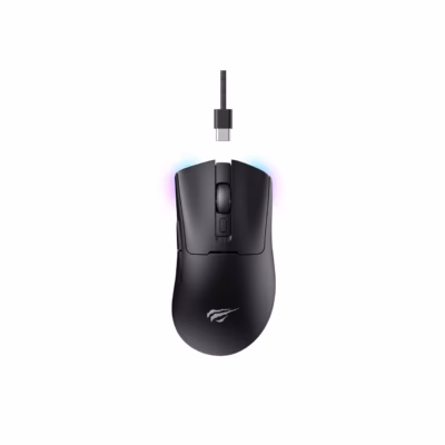 Havit MS966WB must 2.4 GHz ja Bluetooth 123x63x40 mm 500 mAh 68 g 7-nupuline juhtmevaba optiline mängurihiir USB-C laadimisega paremakäelistele