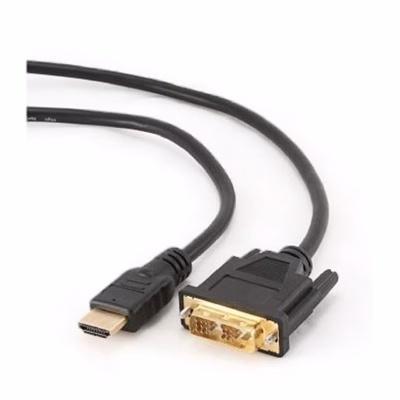 Gembird CC-HDMI-DVI-6 kaabli HDMI-pistik ja kullatud kontaktidega DVI-D-pistik lähivaates