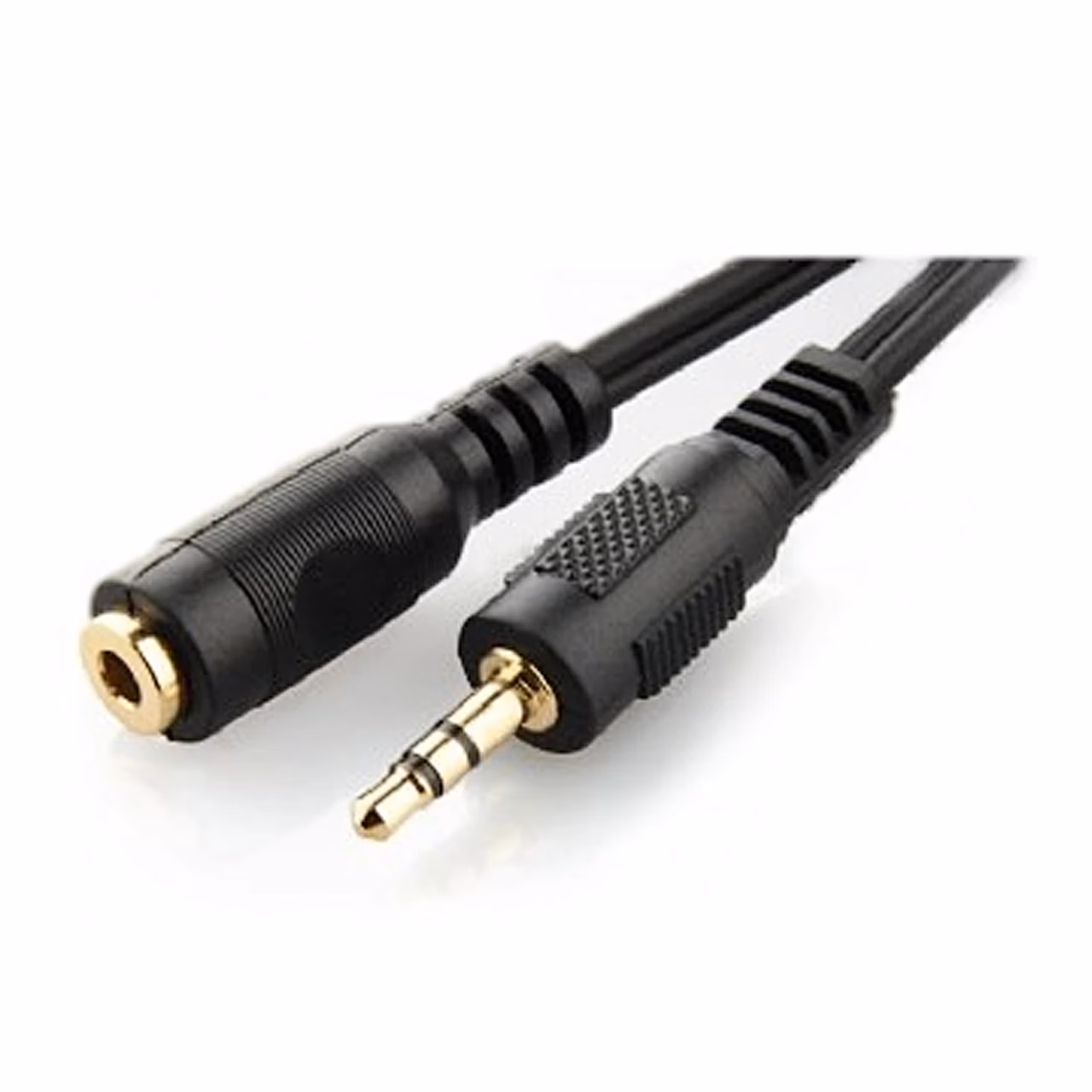 Cablexpert CCA-421S-5M kullatud 3,5 mm stereopistik ja stereopesa lähivaates