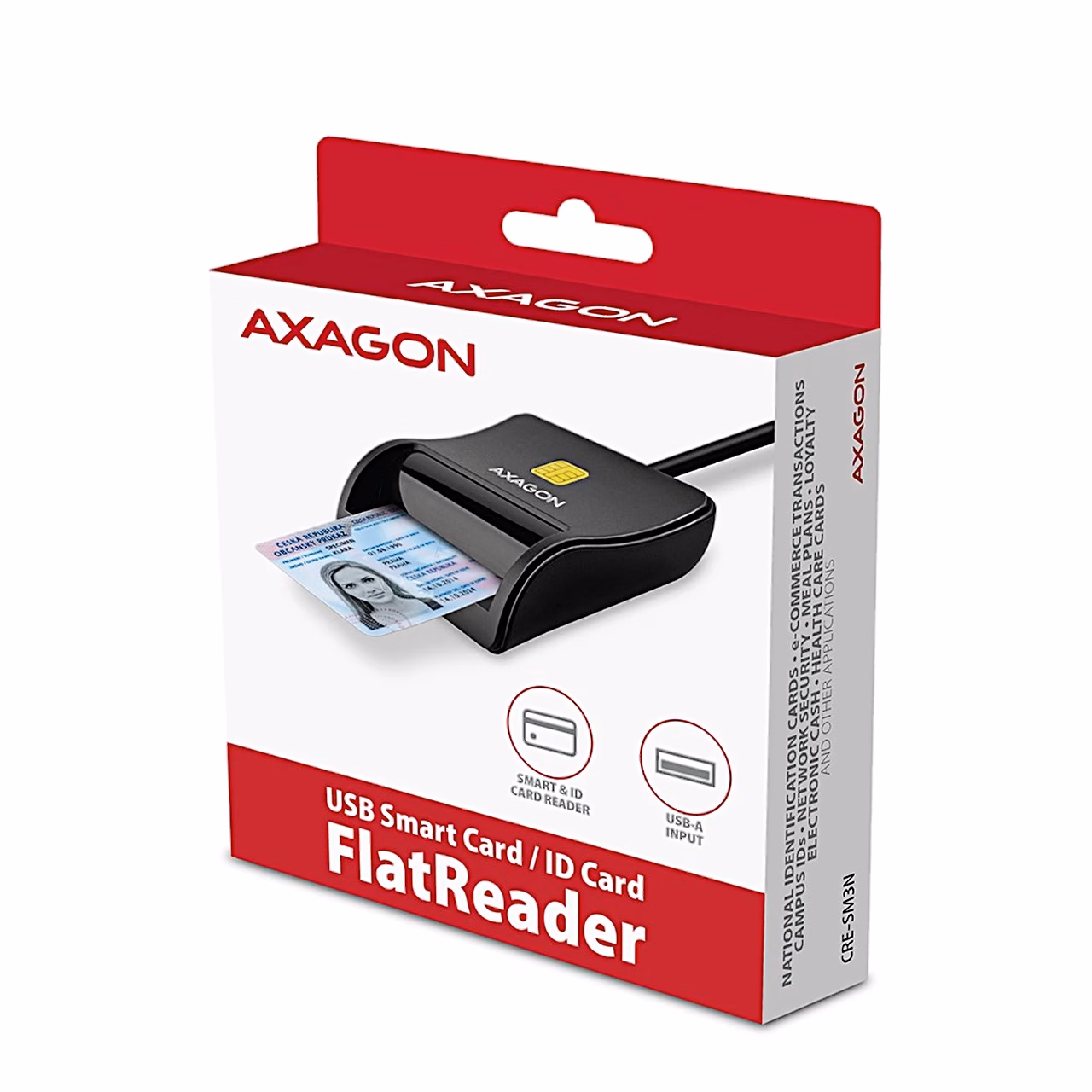 AXAGON CRE-SM3N FlatReader müügikarp punase ja valge kujundusega