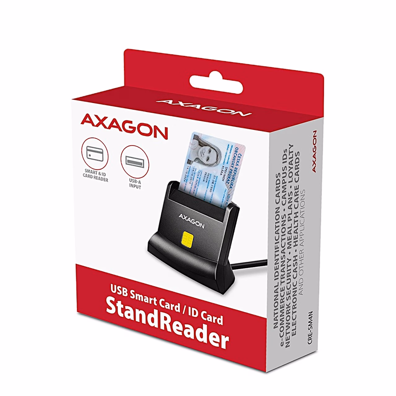 AXAGON CRE-SM4N StandReader müügikarp punase ja valge kujundusega