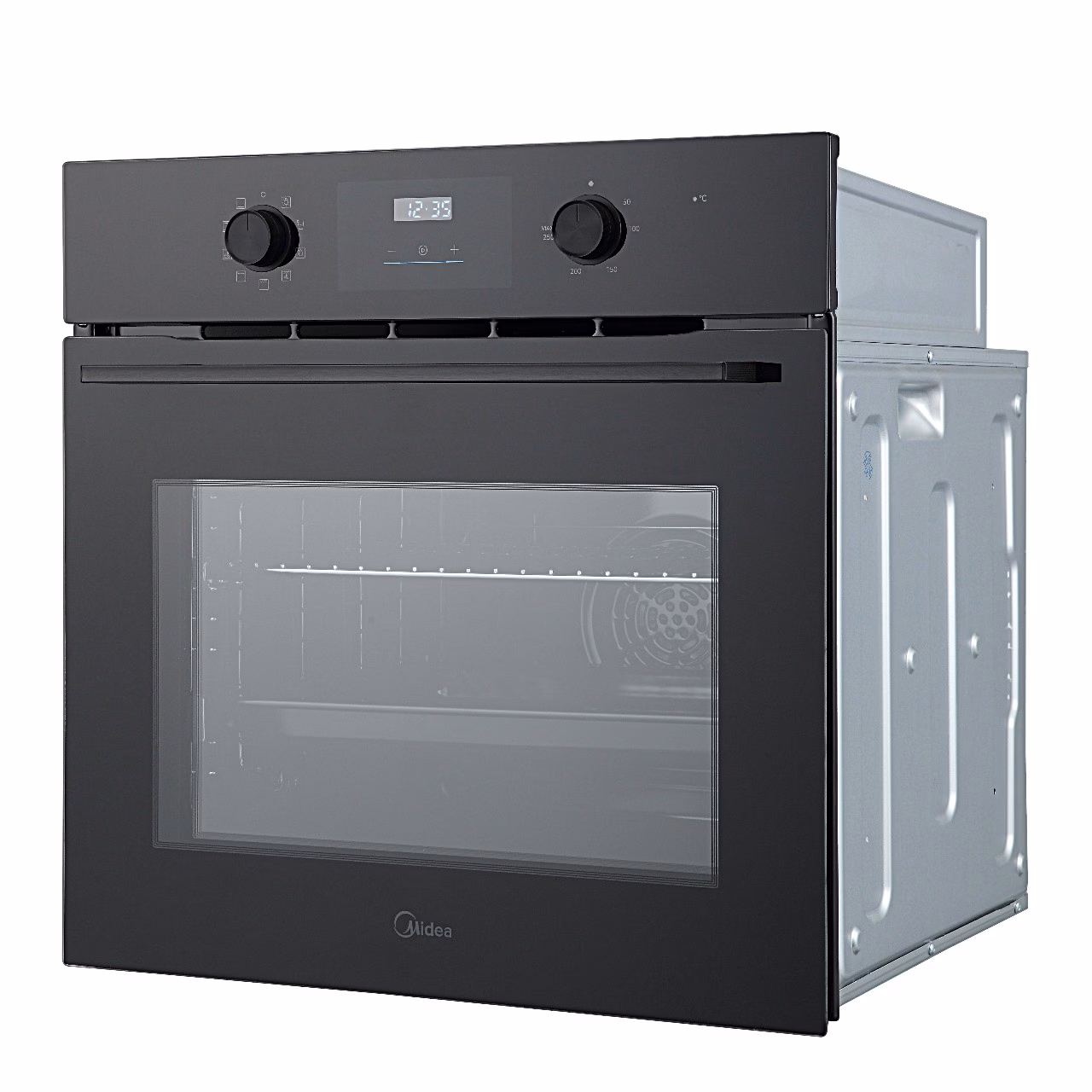 Integreeritav ahi Midea MBO65M80D2-BK nurga alt koos metallist külgkorpusega