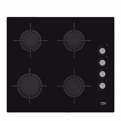 Integreeritav gaasipliidiplaat Beko HILG64120S, 60 cm, 4 tsooni, must klaaspind