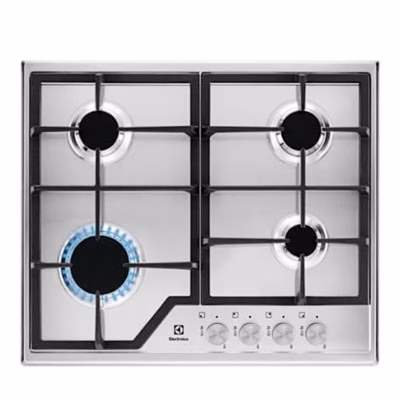 Electrolux EGS6426SX pliidiplaat pealtvaates, neli gaasipõletit ja malmist restid