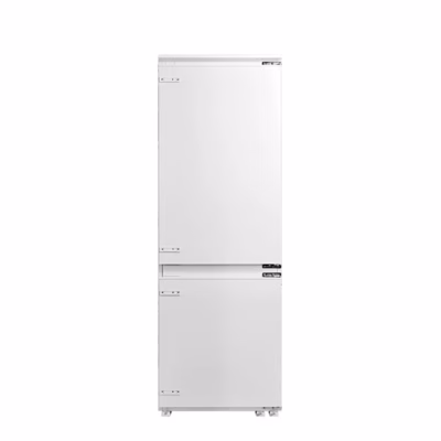 Midea MDRE554FGD01D suletud ustega, ülal külmik ja all sügavkülmik