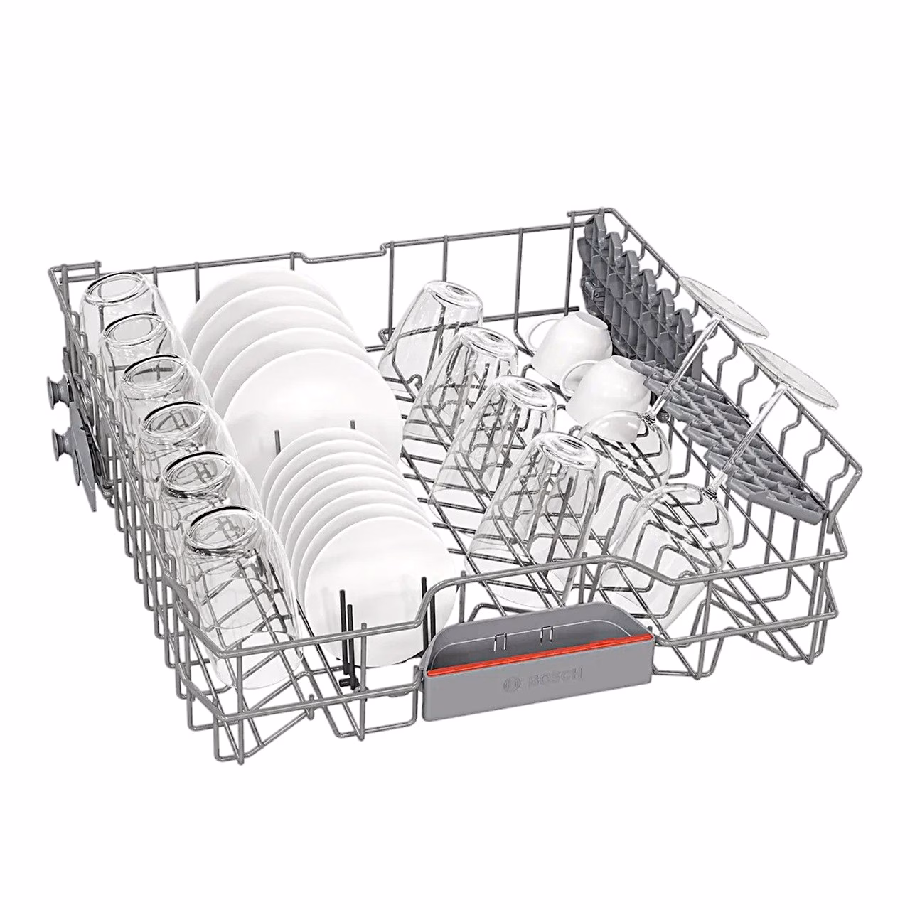 Bosch SMU4HMW02S ülemine korv klaaside ja taldrikutega