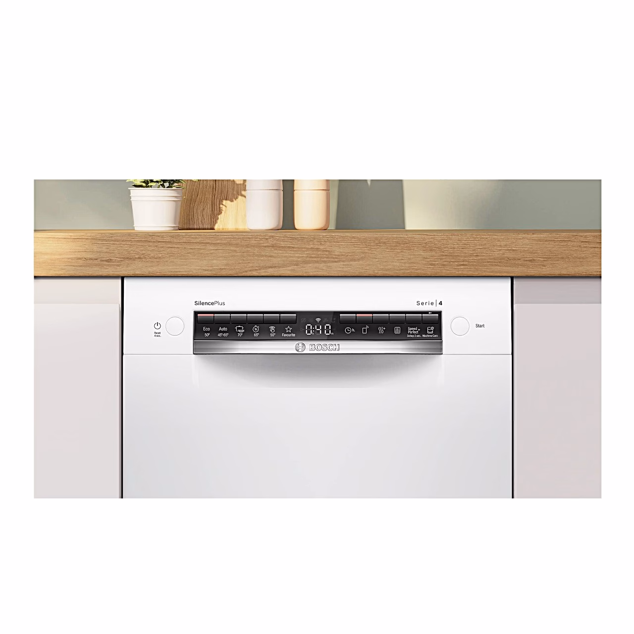 Bosch SPU4HMW12E juhtpaneel ja ekraan ukse ülaservas