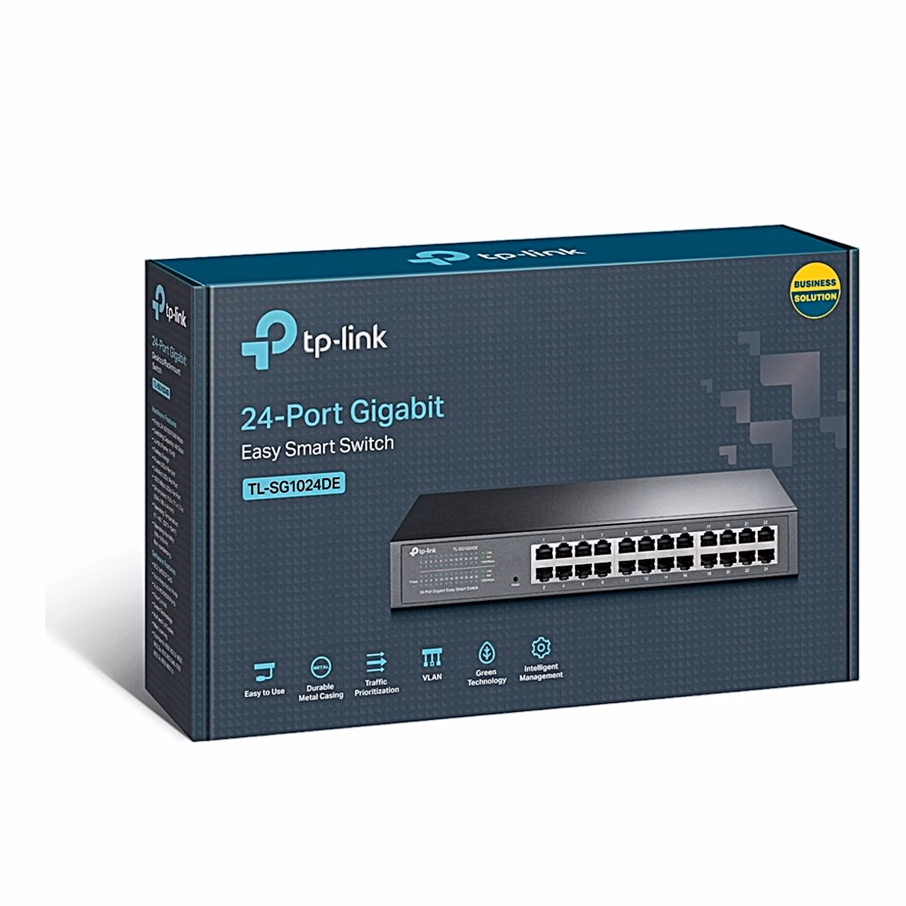 Võrgulüliti TP-Link TL-SG1024DE müügikarp lüliti joonisega esiküljel